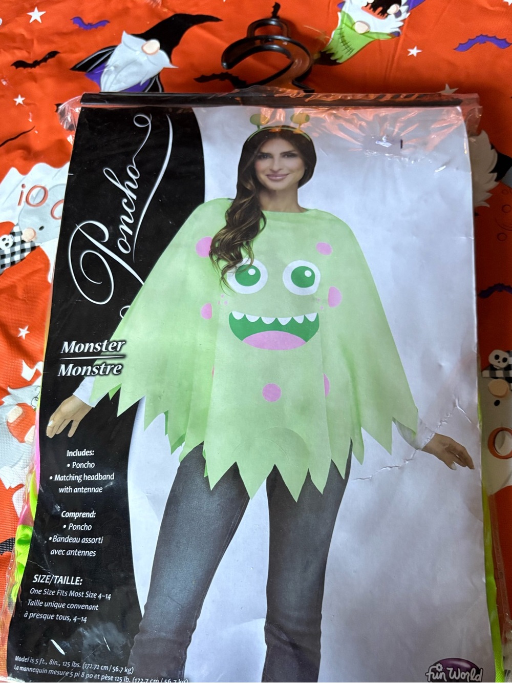 Women's Green Monster Poncho Costume NEW